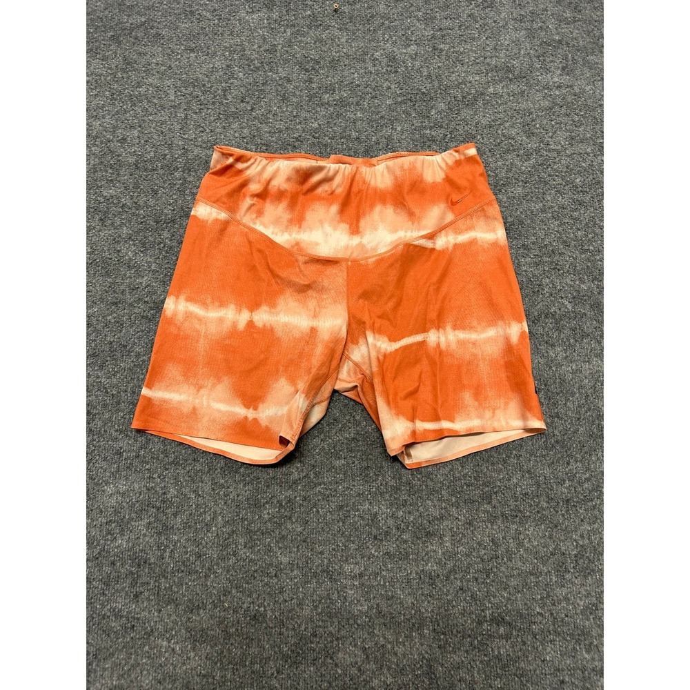 Nike Shorts Womens Size 1X Orange Tie Dye Dri-Fit High Waisted Athletic Biker